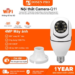  không dây DOSEN Q11 xoay 360 hình độ bóng đèn HD 1080P kết nối với điện thoại từ xa tầm nhìn ban đêm V380 Pro App 