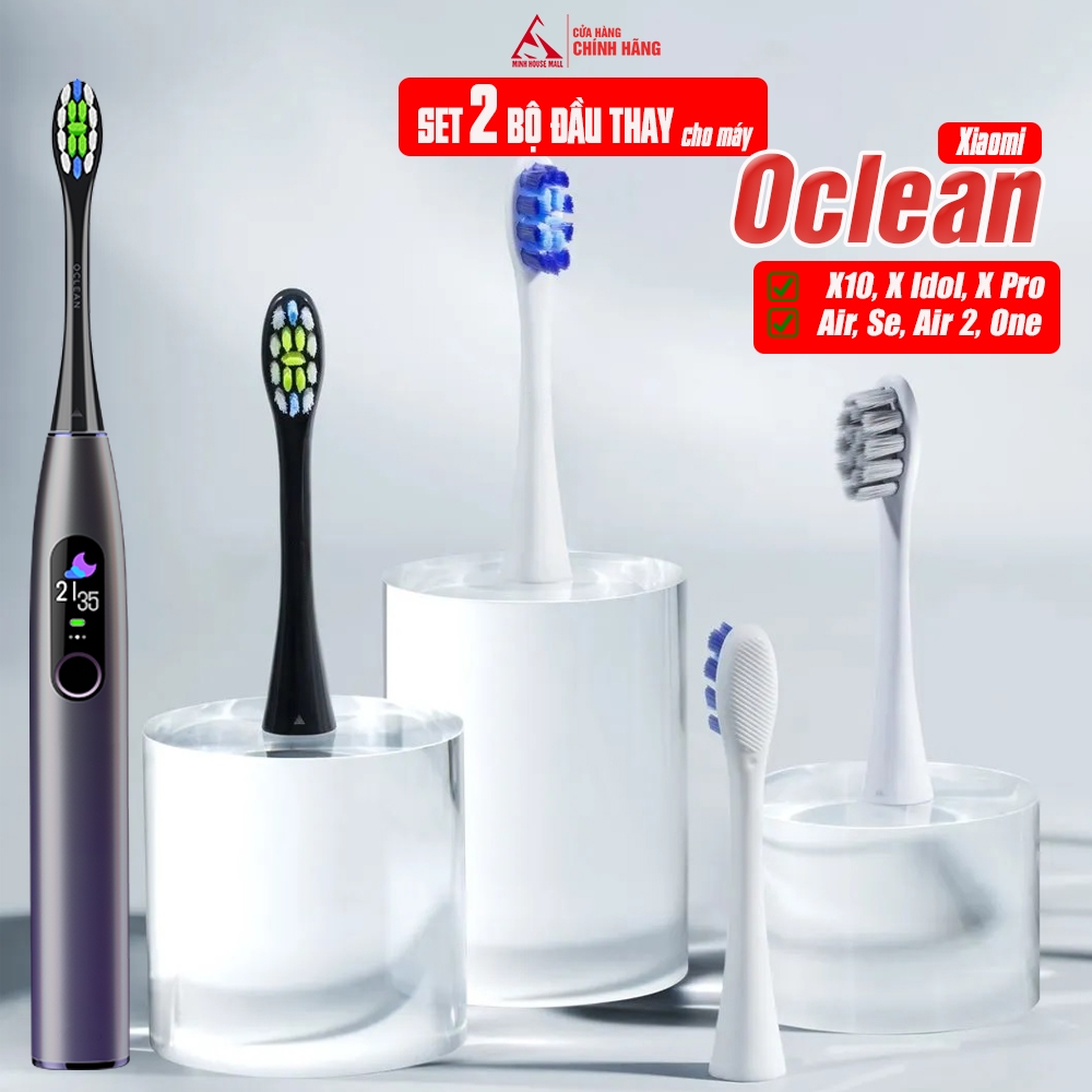 Cho máy Xiaomi Oclean X10,Idol,Pro,Air,Flow...All Model, Bộ 2 đầu bàn chải đánh răng điện Minh House