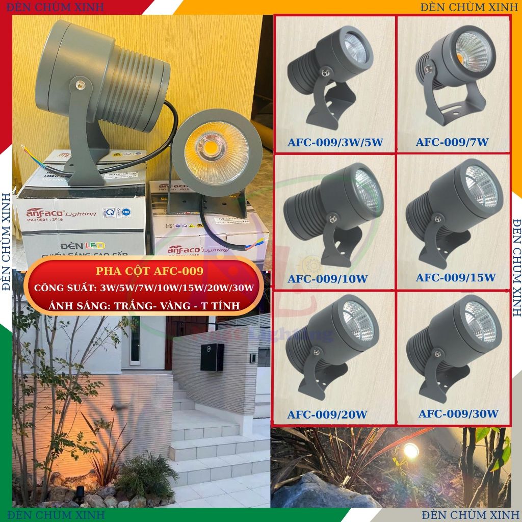 [ ĐÈN CHÙM XINH ] Pha cột AFC-009 Anfaco Led ngoài trời ,(0526) Pha cột EURO FNT-35/36/37/38