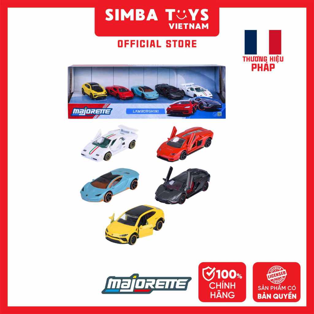 Bộ 5 Đồ Chơi Xe Mô Hình MAJORETTE Lamborghini 5 Pieces Giftpack 8502105001 1:64 Diecast - Simba Toys Vietnam