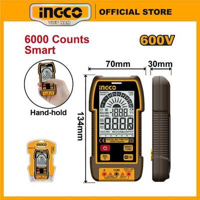 Đồng hồ đo điện kĩ thuật số 600V SMART INGCO DM16004 chức năng thông minh màn hình TRUR RMS 6000 đếm có que đo