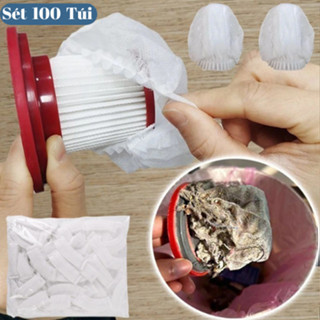 Set 100 chiếc túi lưới lọc bụi cho máy hút bụi cầm tay, túi bọc lõi lọc máy hút bụi -  Túi lọc cặn bẩn