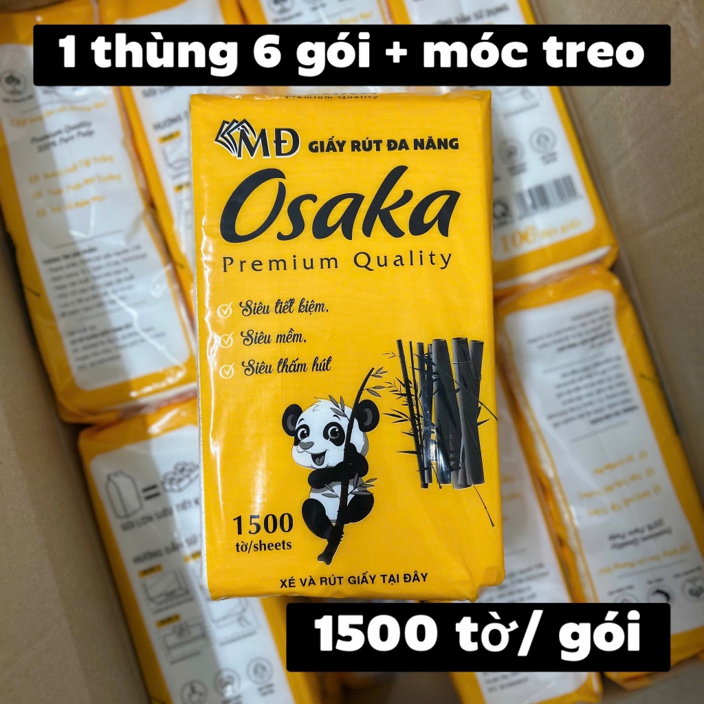 Khăn giấy rút đa năng cao cấp Osaka 1500 tờ (tặng kèm móc treo)