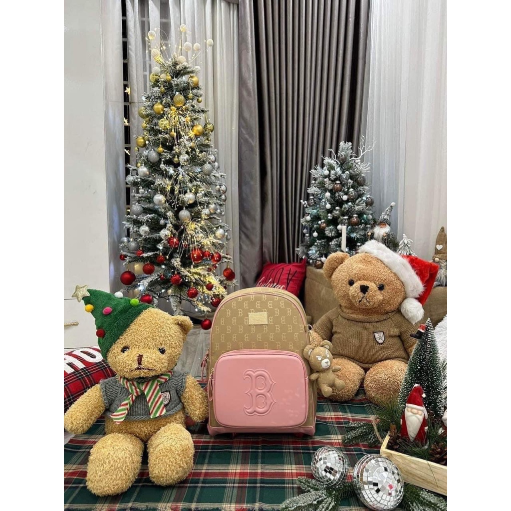 [CHÍNH HÃNG ] Balo MLB Classic Mono Big Bear - Balo Gấu - Beige Hồng - Tím - BALO MLB KIDS Trẻ Em / 