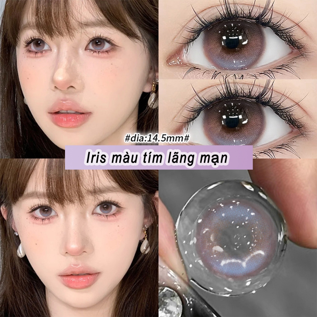 Kính áp tròng Starlens màu Monet Flower Sea lens cận 6 tháng DIA 14.5mm có độ (0-8) 1 cặp