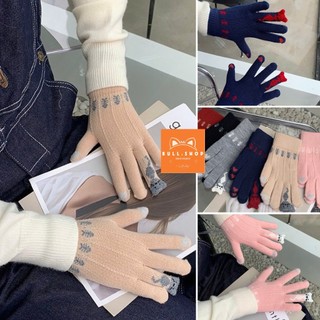  GT07 Găng tay len nữ hình xương cá mèo ngón áp út BULL.SHOP 