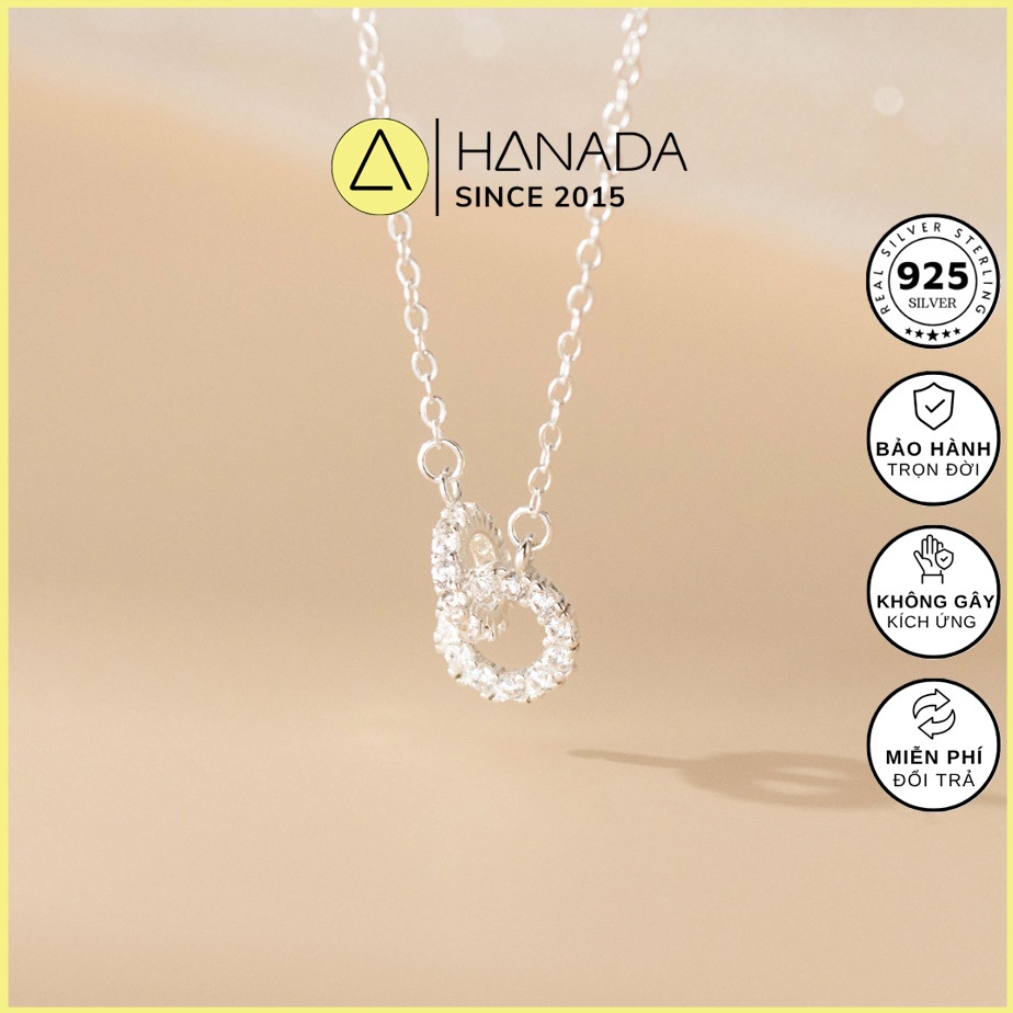 [VOUCHER 30K - NEW PRODUCT]  Dây chuyền Bạc 925 Hanada Vòng Tròn Đôi Đính Đá , Vòng Cổ 2582 H3