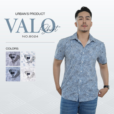 Áo sơ mi nam URBAN vải COTTON thoáng mát, thiết kế họa tiết hoa lá phom dáng slim tôn dáng thoải mái NO.8024