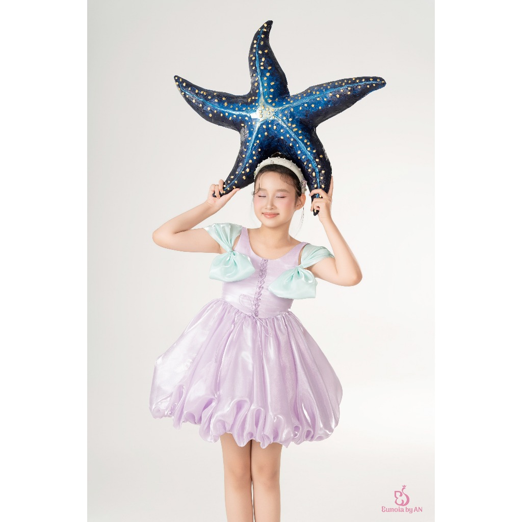 Váy công chúa tay bồng nơ lụa cho bé gái - Sắc 13 - Eunoia By An