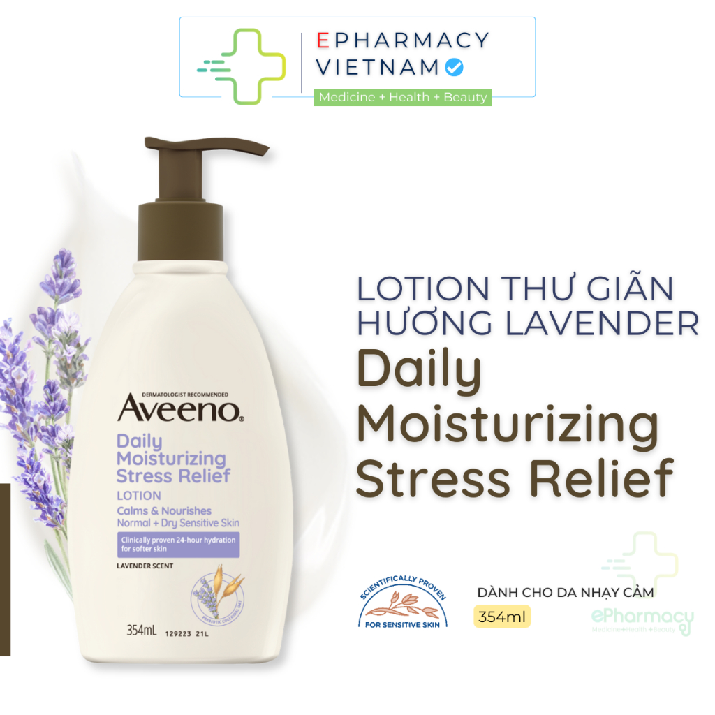 Sữa Dưỡng Thể Aveeno Daily Stress Moisturizing Relief Hương Lavender Giảm Căng Thẳng 354ml
