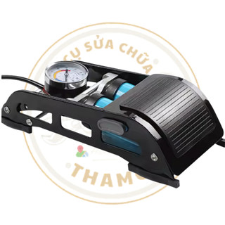 Bơm đạp chân xe đạp 2 ống xilanh, bơm đạp chân 2 ống cho xe đạp ô tô xe máy có đồng hồ đo áp suất