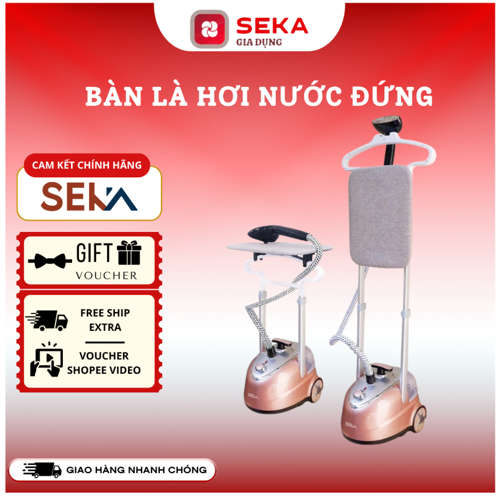 Bàn là cây hơi nước Seka SK47 kèm bàn ủi công suất 2000W phù hợp nhiều loại vải bảo hành 12 tháng