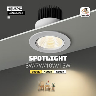 Bộ đèn Âm Trần COB Spotlight (by MD Ledlighting), (công suất: 3W/7W/10W/15W), (ánh sáng: 1 màu/3 màu)