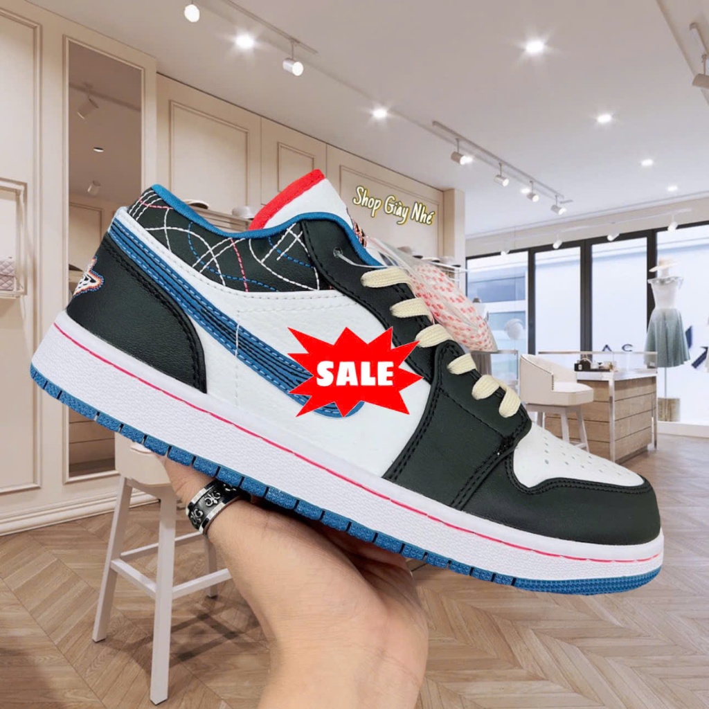 Giày Thể Thao JD1 Low Industrial Blue Sashiko. Giày Sneaker JD1 White Blue Sashiko Quality bản Luxur