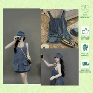 Váy bò 2s bản to túi hộp kèm mũ và quần bảo hộ 3 size SML