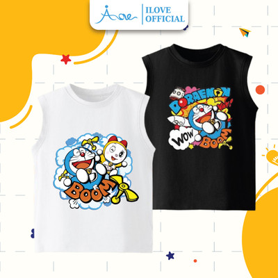 [MỚI] Áo thun BA LỖ cho bé trai AORE, Áo phông sát nách in hình DORAEMON Wow chất COTTON mềm mịn, thoáng mát 10-32kg