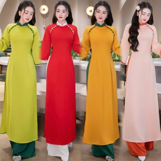  Áo dài cách tân lụa tây thi áo dài tết 2026 dáng ôm cổ cúc tay loe lụa tây thi thích hợp mặc lễ Tết hội nghị MÃ CT02 