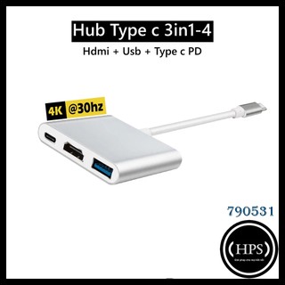 Hub type c ra hdmi, usb, type c pd hỗ trợ độ phân giải 4k - hps