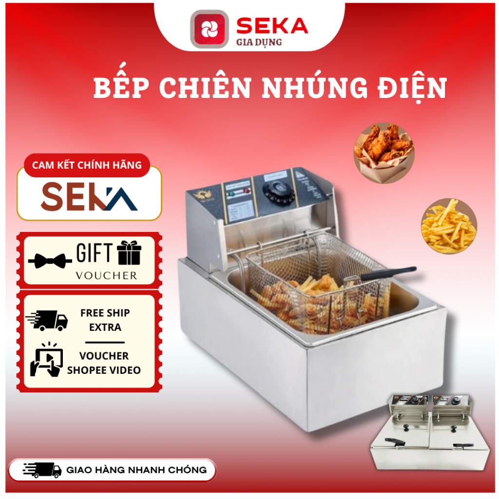 Bếp chiên ngập dầu Seka Sunny dung tích 12L inox 304 cao cấp bảo hành 12 tháng