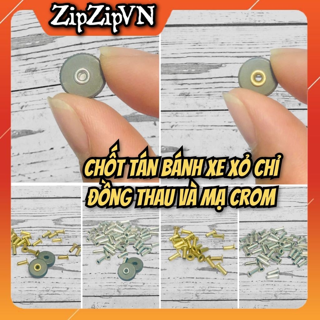 Chốt tán rỗng bánh xe xỏ chỉ Zippo, chất liệu đồng và mạ crom (FLINT WHEEL RIVET FOR 1935, 1937, 194