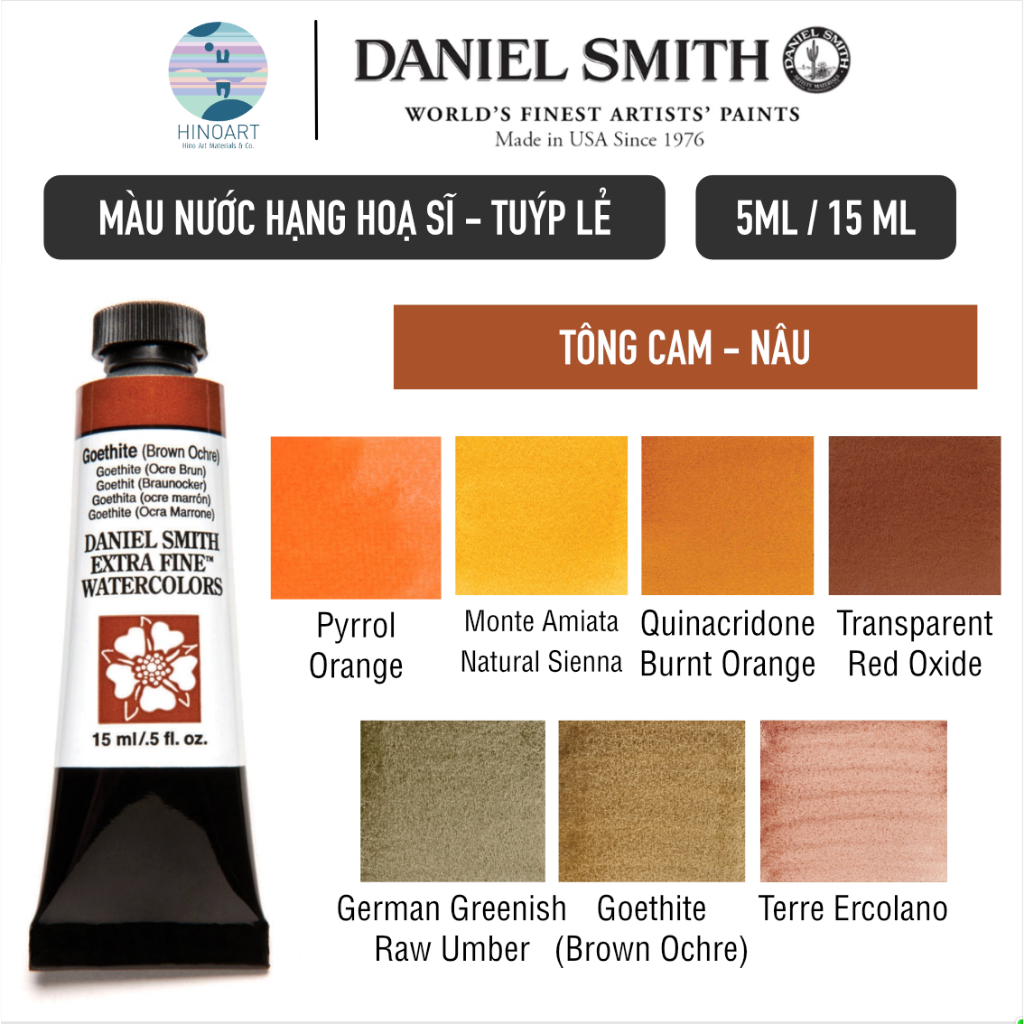 Màu nước Daniel Smith tông Cam / Nâu - tuýp 5ml/15ml
