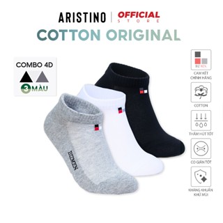 COMBO Hộp 4 Đôi Tất Nam ARISTINO Bizmen Cotton Cổ Ngắn Khử Mùi Chống Hôi Co Giãn 4 Chiều - CSP09