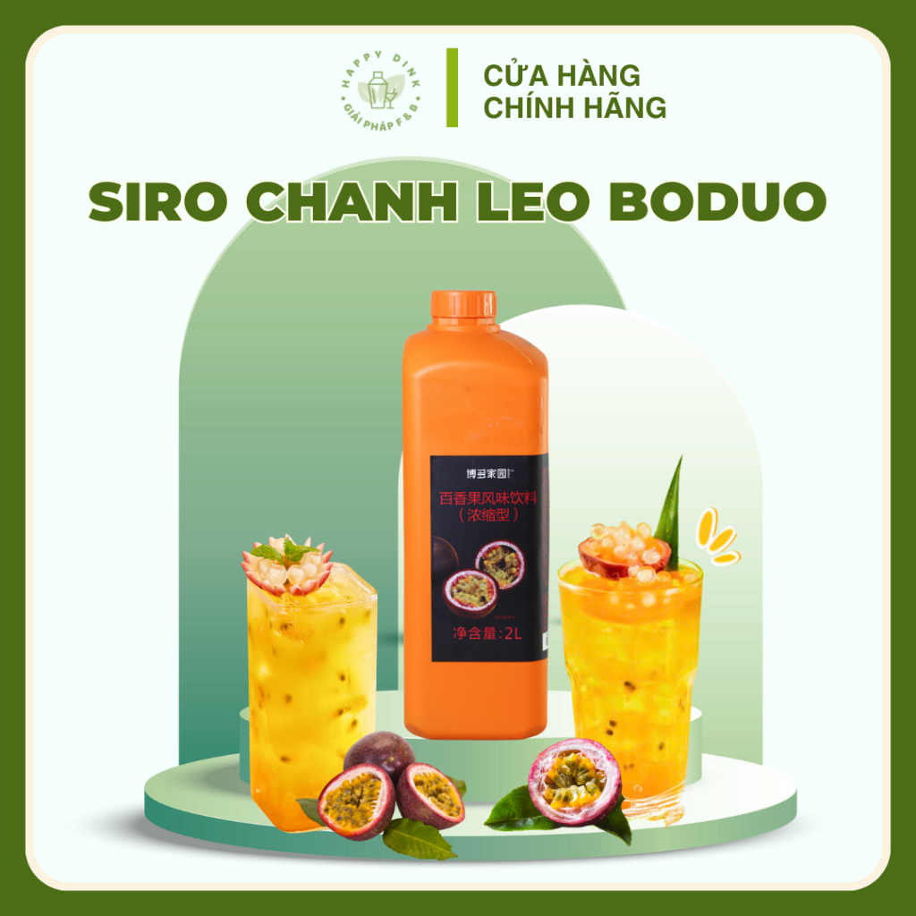 Siro/Syrup chanh leo BODUO can 2L dùng  pha chế trà hoa quả, trà xoài chanh leo thơm ngon