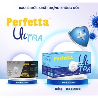  Combo 3 Hộp Khẩu trang y tế 4 lớp Perfetta Ultra Trắng Xanh  35 Cái Hộp  Chống Bụi ,Vi Khuẩn Đóng gói từng cái 