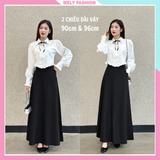 Chân váy dài chữ A dáng suông Mely Fashion công sở midi dài 90cm 96cm cạp cao tôn dáng che bụng tốt bigsize CV86-01