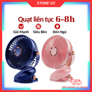  Quạt MiNi Tích Pin Trâu Kẹp Bàn Có 5 Mức Độ Gió Xoay 720 Độ Có Đèn Led Pin 2400mah  BH 12 Tháng  