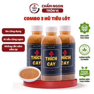 Combo 3 Chai Nước Chấm Muối Tiêu Lốt Thích Cay 120ml Muối Tiêu Lốp Chấm Gà Luộc Hột Vịt Lộn