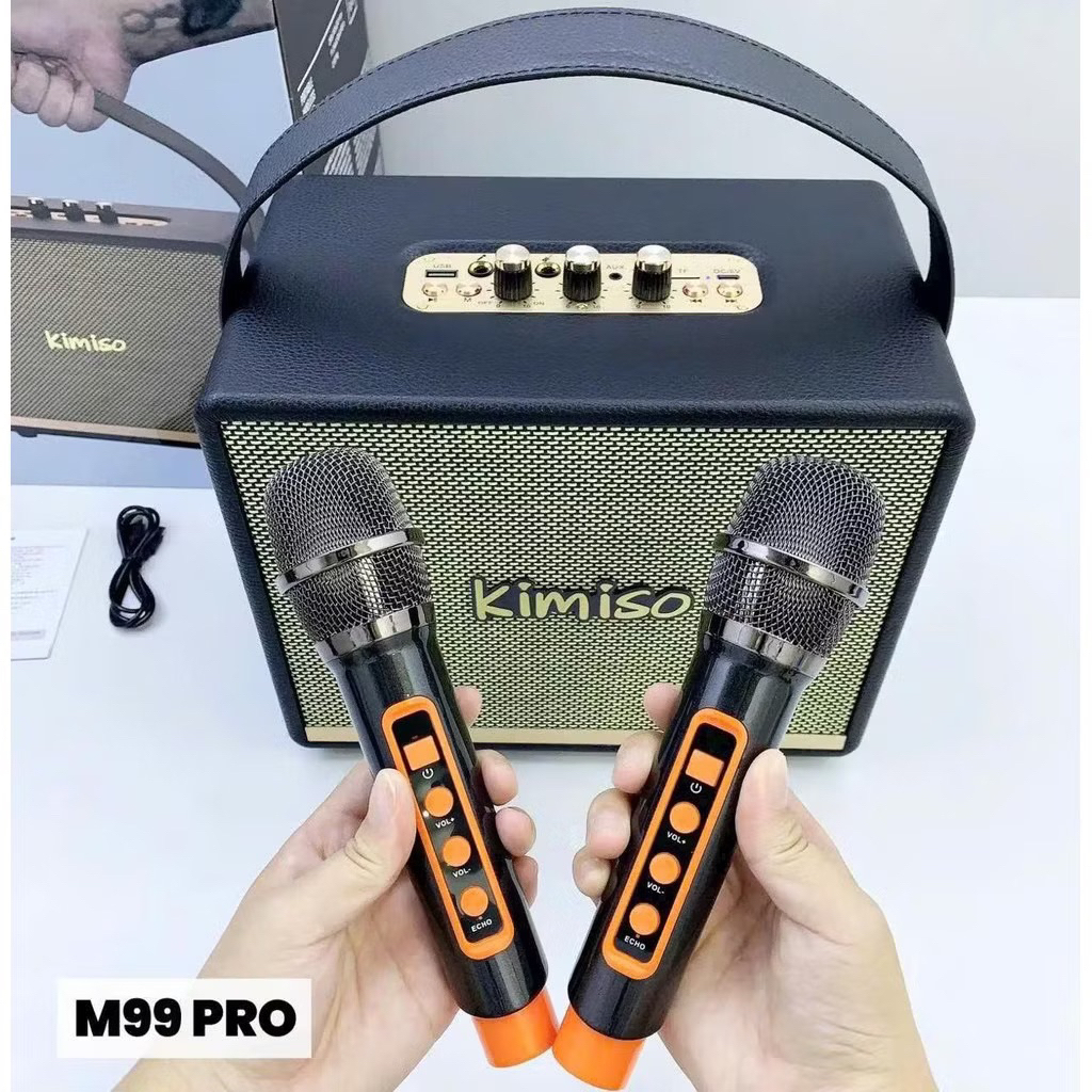 Loa Bluetooth KIMISO M99 Pro công suất 50W kèm 2 micro karaoke không dây có tay xách
