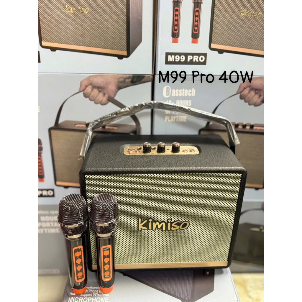 Loa bluetooth KIMISO M99 pro 2025 kèm 2 micro karaoke không dây công suất 40W