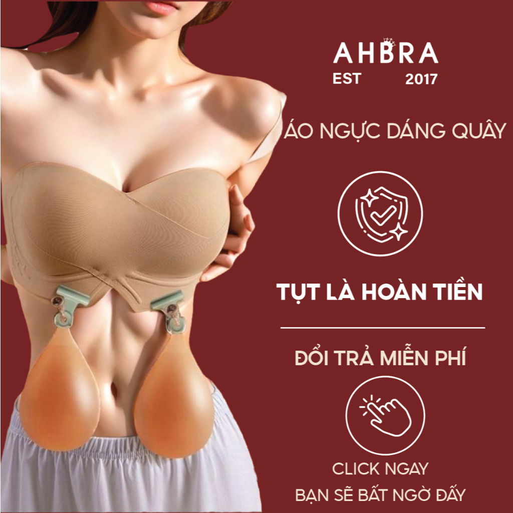 Áo Lót Không Dây Chống Tụt AHBRA Dáng Quây Ngực Mặc Trong Áo Váy Trễ Vai
