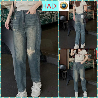   BGTD3363  QUẦN BAGGY JEANS NỮ LƯNG CAO RÁCH GỐI TRÁI CÀO ĐÙI NHẸ MÀU ĐẬM RÂU MÈO LAI CUỐN SIÊU TÔN DÁNG CÁ TÍNH 