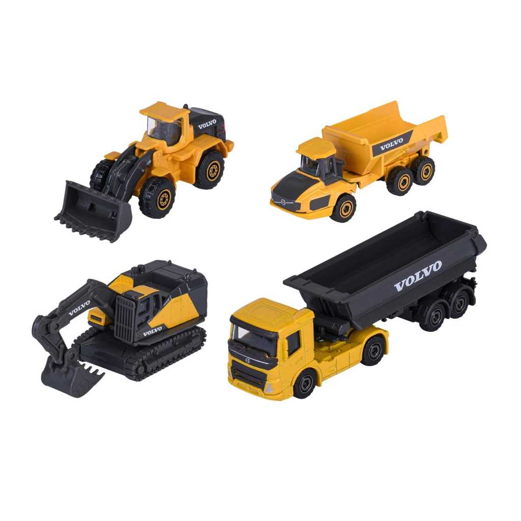 Bộ 4 Đồ Chơi Xe Mô Hình MAJORETTE Volvo Construction 4 Pieces Giftpack 8503105000 1:64 Diecast Model