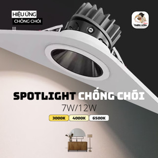 Bộ đèn Âm Trần Chống Chói Spotlight 1 (by MD Ledlighting), (công suất: 7W/12W), (ánh sáng: 1 màu/3 màu)