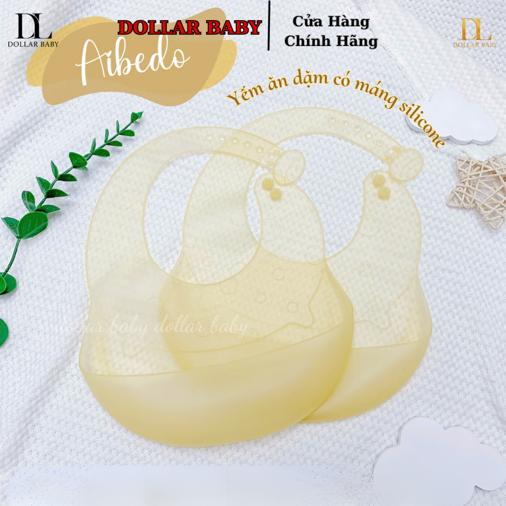Yếm ăn dặm có máng silicone cho bé Aibedo (Yellow)