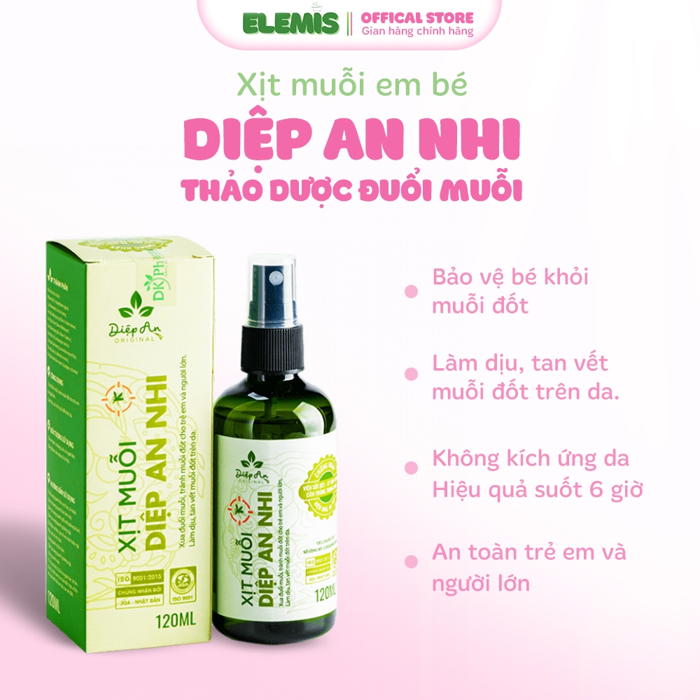 Xịt muỗi Sốt Xuất Huyết Diệp An Nhi - Phòng xua đuổi muỗi Aedes, làm dịu vết đốt trên da