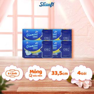 Bộ 4 gói Băng vệ sinh ban đêm Glamiss Cool Extra Doctor Care thảo dược 33.5cm siêu mát siêu khô thoáng