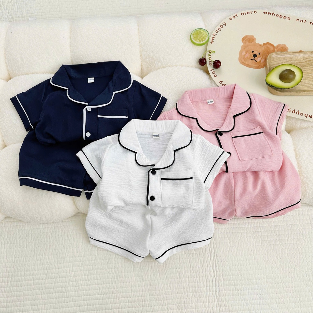 Bộ Pijama cộc tay mùa hè cho bé trai bé gái BECOOL, Bộ Pijama đũi cộc Cho Bé Từ 7-27Kg
