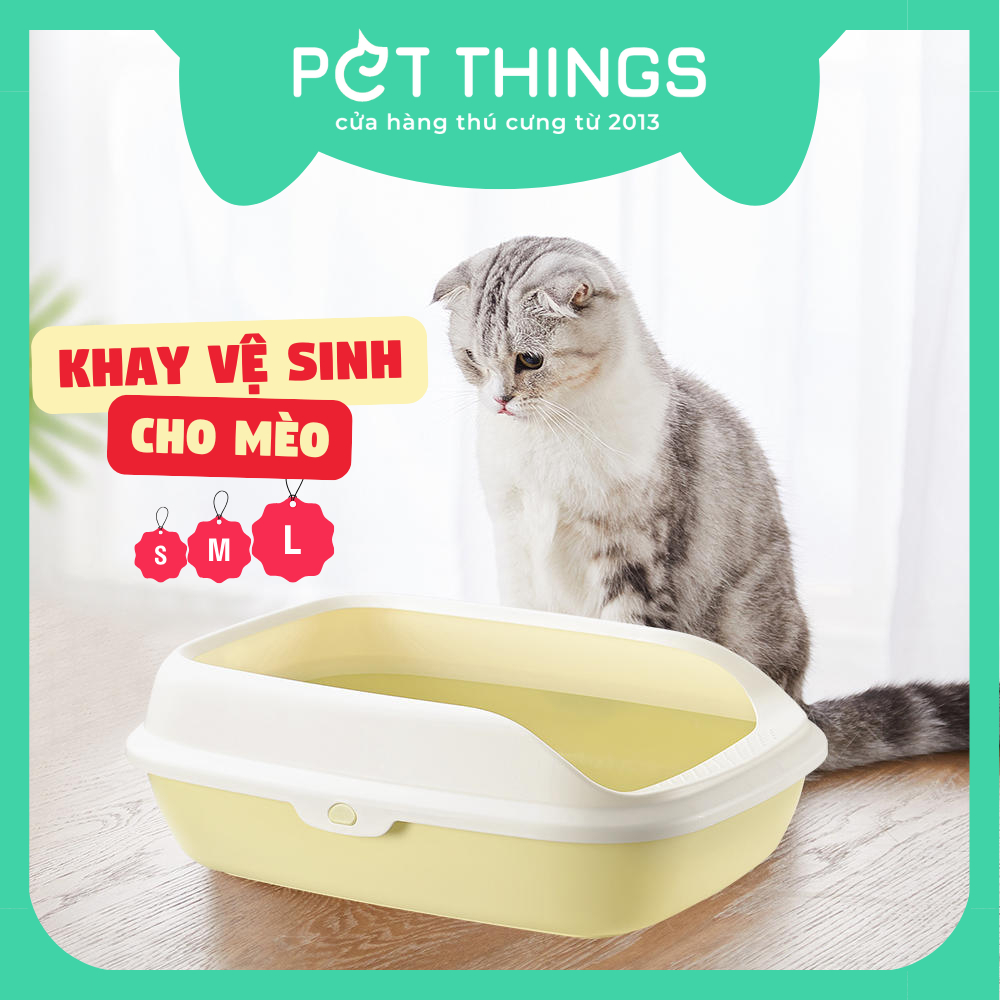 Khay Chậu cát vệ sinh cho mèo không nắp Basic Pakeway 3 size: S/M/L nhựa dày dặn, bền, ngăn bám mùi