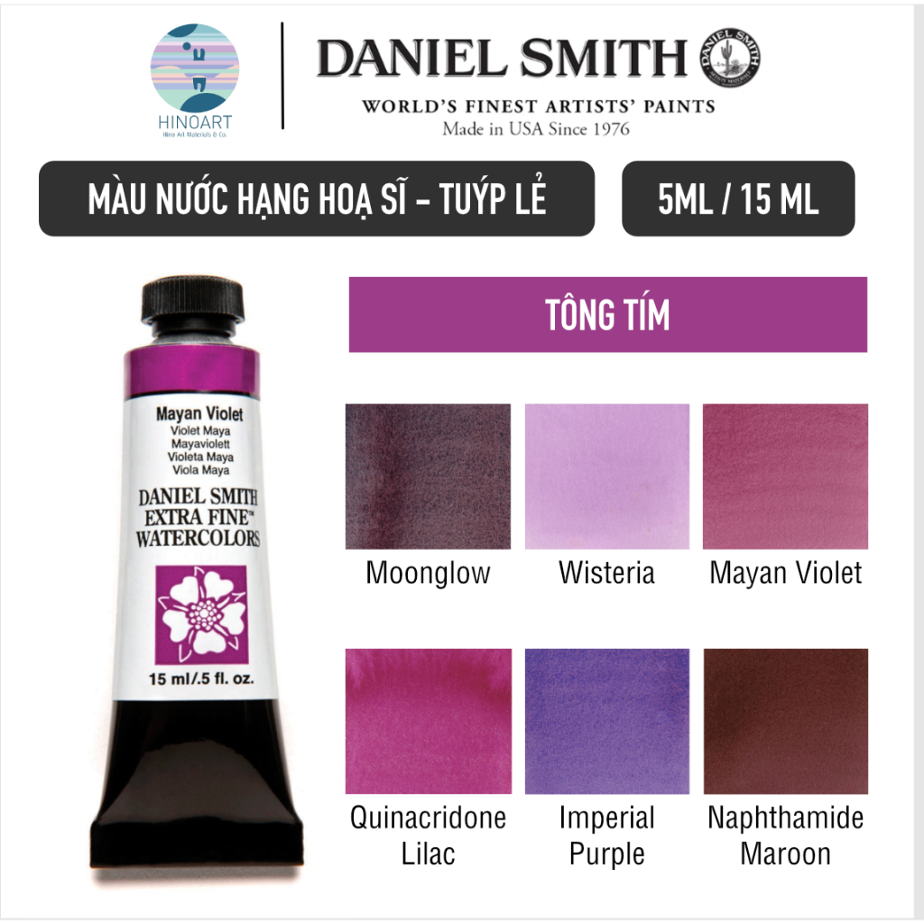 Màu nước Daniel Smith tông tím - tuýp 5ml/15ml
