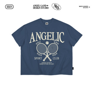 Áo thun form Boxy ANGELIC SPORT CLUB Màu XANH THAN Angelic Society chính hãng