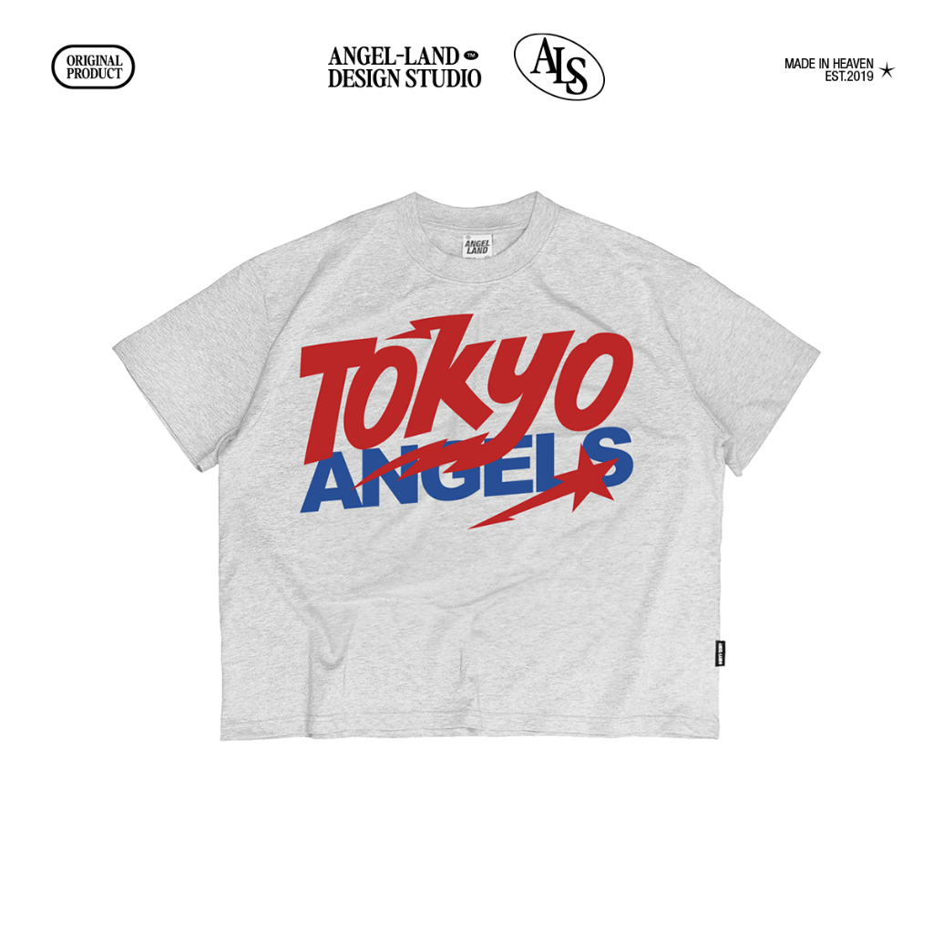 Áo thun form Boxy TOKYO ANGELS Màu Xám Tiêu Sáng Angelic Society chính hãng