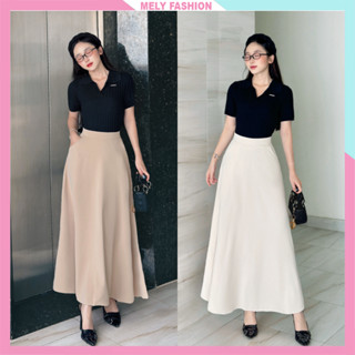 Chân váy xoè dáng dài 90cm/96cm Mely Fashion cạp cao che bụng tôn eo hách dáng sang chảnh có bigsize CV86-02