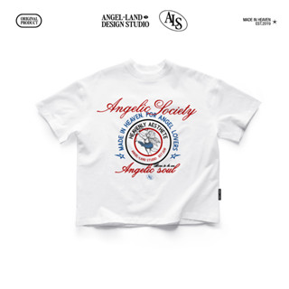  Áo Thun Regular   Oversize Retro ANGELIC SOCIETY Màu TRẮNG Unisex T-Shirt Chính hãng Angel Land 