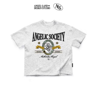 Áo Thun Regular / Oversize Retro ANGELIC SOCIETY Màu XÁM TIÊU Unisex T-Shirt Chính hãng Angel Land