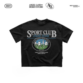 Áo Thun Regular / Oversize Retro SPORT CLUB màu ĐEN Chính hãng UNISEX T-shirt Angel Land Studio