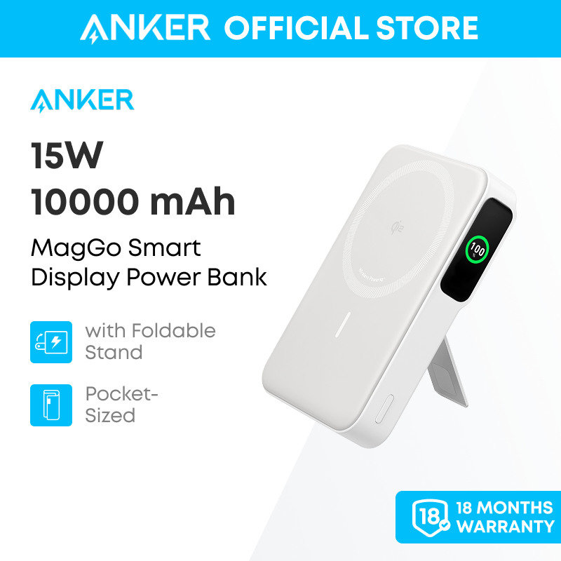 Pin dự phòng Anker A1654 MagGo  Bộ sạc  di động siêu nhanh 15W chứng nhận Qi2 Pin 10000mAh màn hình 